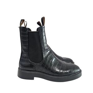 H&M Black Ankle Boots with Crocodile Texture